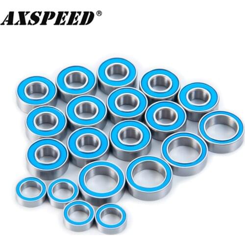 AXSPEED 20PCS TT-01 Rubber Sealed Bearing Kit for All Tamiya TT-01 RC Models Blue Ball Bearing Parts