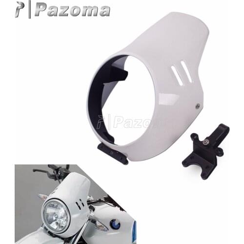 White ABS Plastic Motorcycle Headlight Mask Fairing Front Cowl Kit W/ Mounting Accessories For BMW R nineT Urban G/S 2016-2019