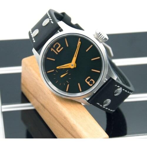 17 Jewels Mechanical Hand Winding Movement Men Watch Sterile Dial Sapphire Glass Green Luminous 41MM Wristwatches Male Clock