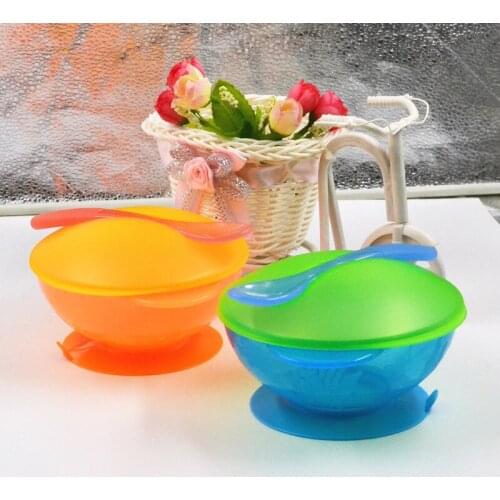Baby Suction Cup Bowl with Spoon Baby Childrens Training Bowl Spoon Children Suction Cup Bowl Set