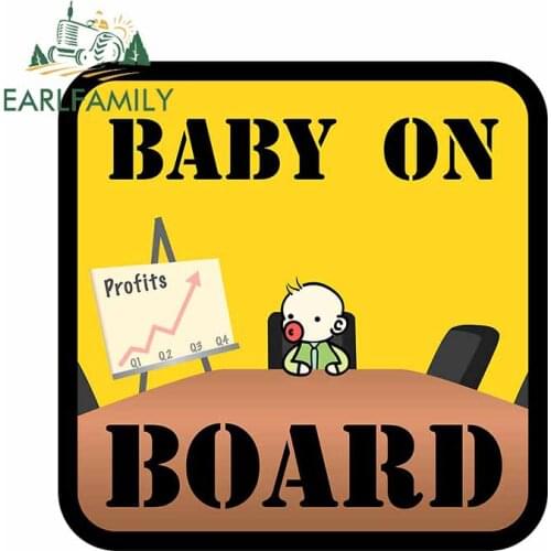 EARLFAMILY 13cm x 12.8cm For Baby on Board Creative Car Stickers Waterproof Decal Campervan Vinyl Material Decoration