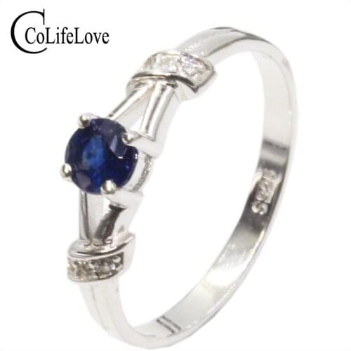 Hot sale fashion design silver sapphire rings for women solid 925 silver sapphire ring 0.5 ct natural sapphire gemstone