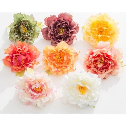 10PCS Artificial Peony Flowers Head Christmas Decorations for Home Wedding Bridal Accessories Clearance Stamen Christmas Garland