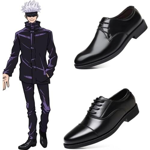 Jujutsu Kaisen Gojo Satoru Cosplay Black PU Leather Shoes Men Fashion Office Shoes Halloween Cosplay Costume Accessories