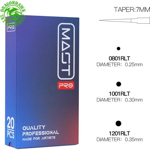 Mast Pro 20pcs 0.35/0.30/0.25mm 1RLT 7mm TaperSterilized Tattoo Cartridge Needles Supply Use On Permanent Makeup Round Liner