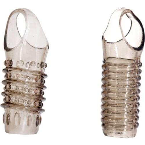 Silicone Penis Ring Adults Sex Toy for Men Vagina Condom Ribbed Multi Functional Dildo Girth Enhancer Anal Butt Plug Dick Sleeve