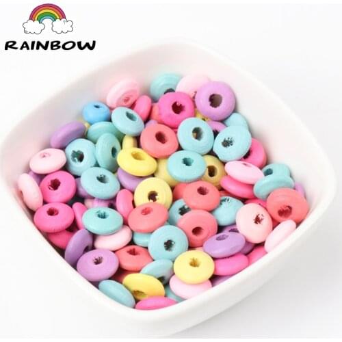 Mixed Colors Flat Round Shape Wooden Material Wheel Beads Fit Jewelry DIY 5x10mm 200pcs