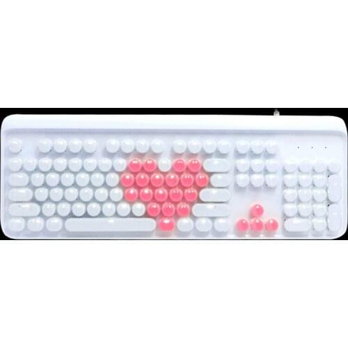Gaming Pink cute retro punk mechanical keyboard green axis crystal dot round keyboard