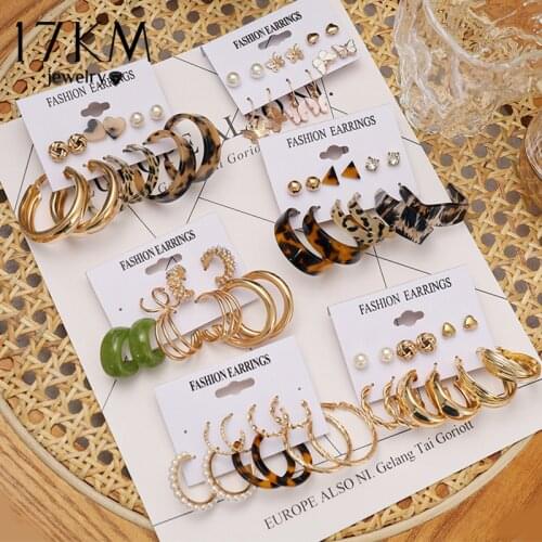 Trendy Geometirc Gold Round Hoop Earrings Set For Women Big Leopard Resin Hoop Earrings 2021 NEW Accessories Jewelry Party