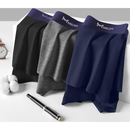 MiiOW Mens Underwear Mens Cotton Flat-angle Antibacterial Crotch Seamless Loose Pants Four-corner Breathable Shorts Underpants