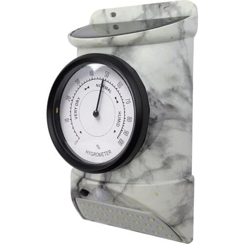 Solar Outdoor Wall Lamp Body Infrared Detecion+Light Control IP44 White Light Marble Appearance Clock/Thermometer/Hygrometer
