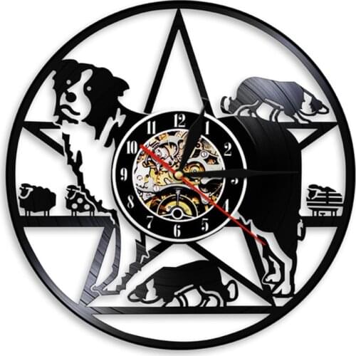 Border Collie Dog Vinyl Record Wall Clock Border Collie Training Club Herding Dog Breeds Wall Art Decor 3D Wall Watch