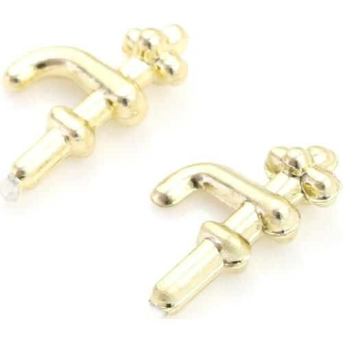 New 2PCS 1:12 Miniature Plastic Water Faucet Hydrant Water Tap Dollhouse Bathroom Accessories Dollhouse Miniature Faucet