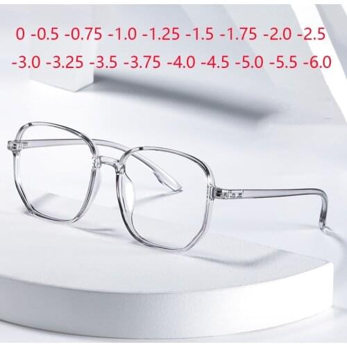 Blu-ray Blocking Cat Eye Nearsighted Eyeglasses Spring Hinges Unisex Oval Prescription Spectacle 0 -0.5 -1.0 -2.0 To -6.0