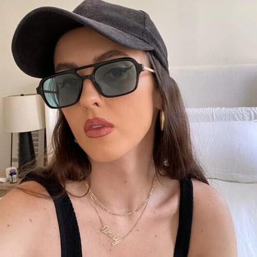 Vintage Green Lens Luxury Sunglasses Women Brand Designer 2021 Korean 90s Cool Square Sun Glasses Shades Travel Colorful Eyewear