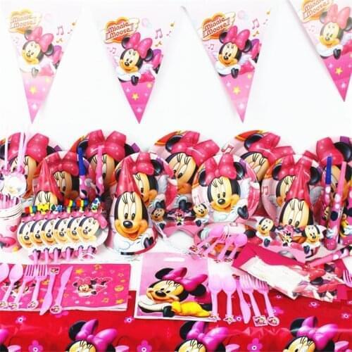 Minnie Mouse Theme Kids Birthday Party Decoration Cartoon Mickey Event Party Supplies Baby Shower Birthday Party Pack Gifts
