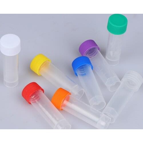 Freezing Tube Cold Storage Tube with Screw Cap 8 color can be choose Hot 10Pcs 5ml Plastic Graduated Cryovial Plastic Test Tube