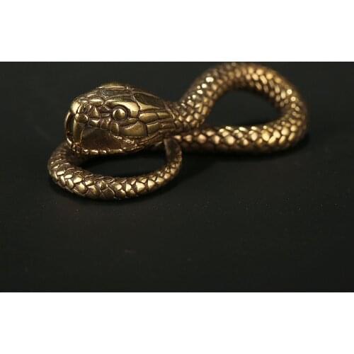 Vintage Brass Zodiac snake Miniature DIY Pendant Python craft ornament Fitting Keychain Pendant Accessories a3200