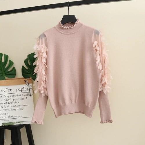 Knitted Women Sweater Autumn Loose Jumper Fashion Ruffled Collar Sweater and Pullover Femme Pull Sweaters
