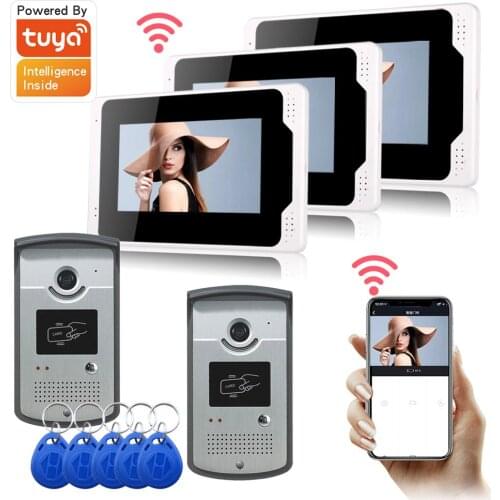 Multi-languages Tuya WIFI Video Intercom RFID/APP Remote Unlock Video Doorphone Motion Record Touch Screen Smart Doorbell System