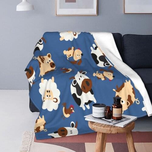 Farmyard Cow Blanket Velvet Summer Grass Sheep Multi-function Warm Throw Blanket for Home Car Bedspreads
