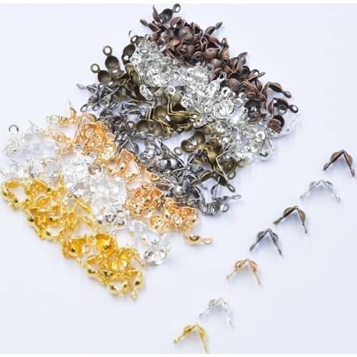 200pcs 4*7mm Connector Clasp Fitting for Ball Chain Calotte End Crimps Beads Connector Components for Jewelry Making Fandings