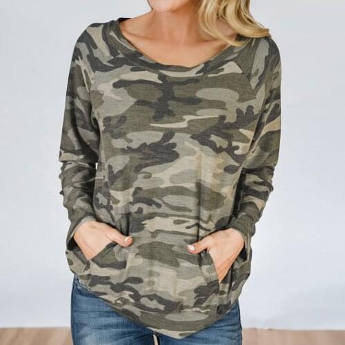 Woman Tshirts Harajuku T Shirt Women Round Collar Camouflage Printing Hatless Long Sleeves Tops Women 2020 Camiseta Mujer