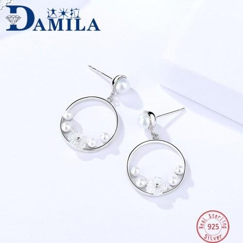 Flowers 100% 925 sterling silver earrings for women Silver 925 jewelry stud earrings shell pearl stone earing for female girls