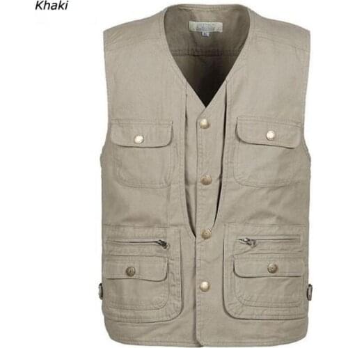 Mens Summer Multi-Pocket Vest Outdoor Camping Hiking Vest Director Reporter Photography Sleeveless Jacket Plus Size 5XL