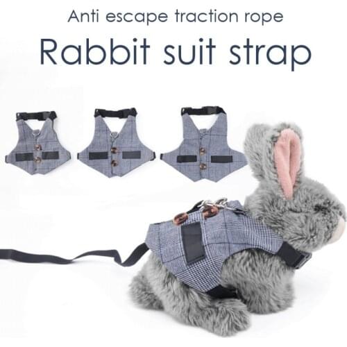 Rabbit Vest Harness And Leash Set Small Animal Adjustable Soft Harness with Button Decor Formal Suit Style for Bunny Rabbit Kitt