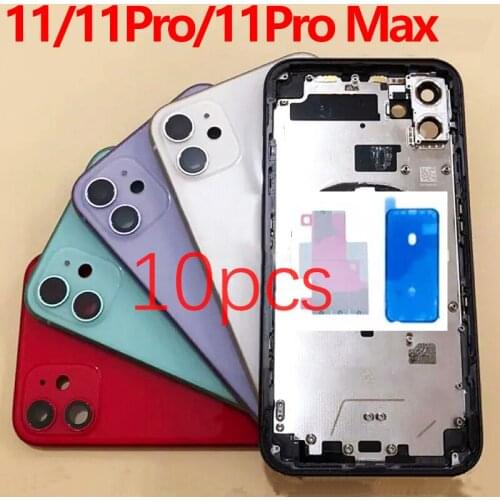10Pcs For iPhone 11 Pro Max /11 / 11Pro Back Glass Middle Frame Chassis Full Housing Assembly Battery Cover door