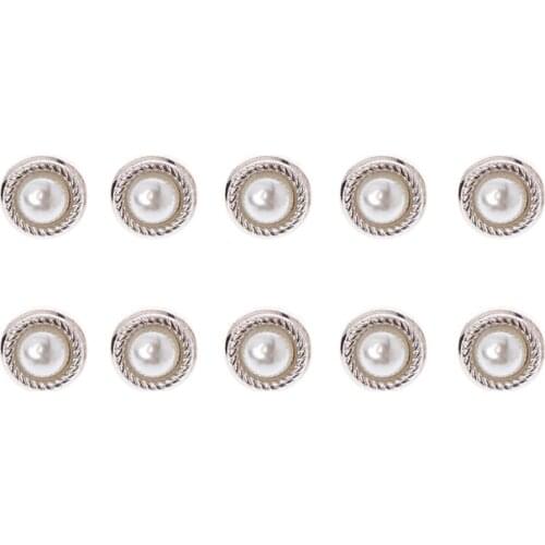 10Pcs DIY Faux Pearl Plastic Shank Buttons Sewing Wedding Crafts Embellishment 8mm