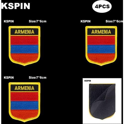National Flag Patch Hook Loop Armenia Badges Armband 3D Stick on Jacket Backpack Stickers