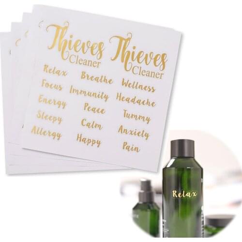 4PCS Golden Letter Stickers Essential Oil Bottle Adhesive Label Perfume Bottle Sticker Cosmetics Container label Home Decoration