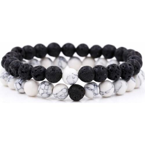 8mm 2PCS/Lot ujg4 gold silver Copper cz zircon cubic zirconia elastic ball black stone volcanic lava agate Onyx Bracelet Bangles