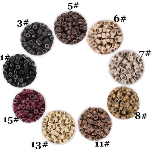 8000pcs/lot 5.0mm Aluminium Micro ring Silicone Links Beads Tube For Feather Human Hair Extension Tools Accessories many colors