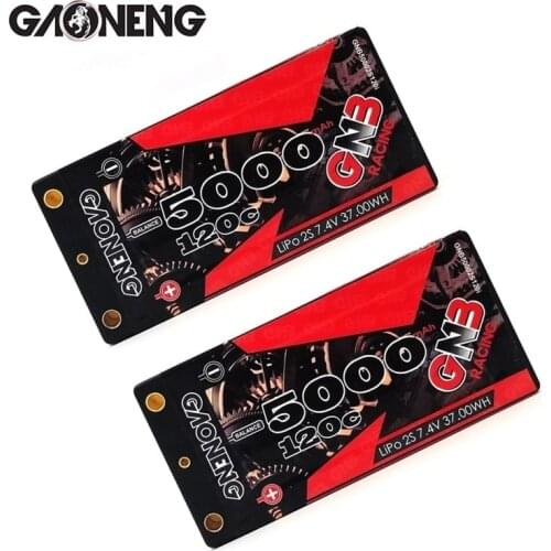 1-2PCS GAONENG GNB 7.4V 5000mAh 120C Rechargeable battery For RC Car Racing Spare Parts With Shell Upgrade LiHV 2S Battery