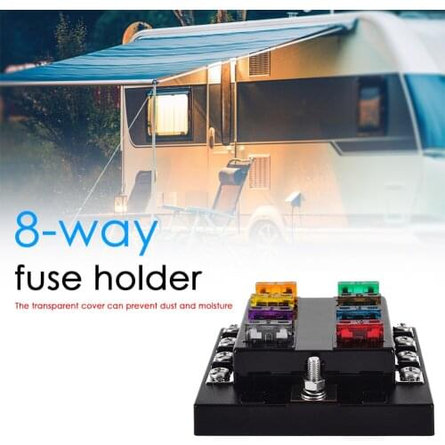 32V Plastic Cover Fuse Box Holder With Led Indicator 8 Way Blade With 10 Fuses For Car Ship Sea Tricycle Car Accessories