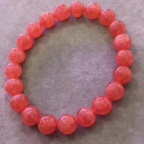 Certificate Natural Red Rose Rhodochrosite Women Bracelet 9mm Clear Round Beads Men Fashion Best AAAAA