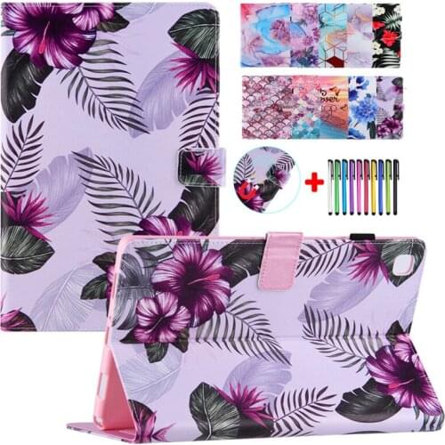 For Samsung Galaxy Tab A7 Case 10.4 inch SM-T500 Fashion 2021 Tablet A7 Lite 8.7'' SM-T220 Purple Flower T225 Card Wallet Cover