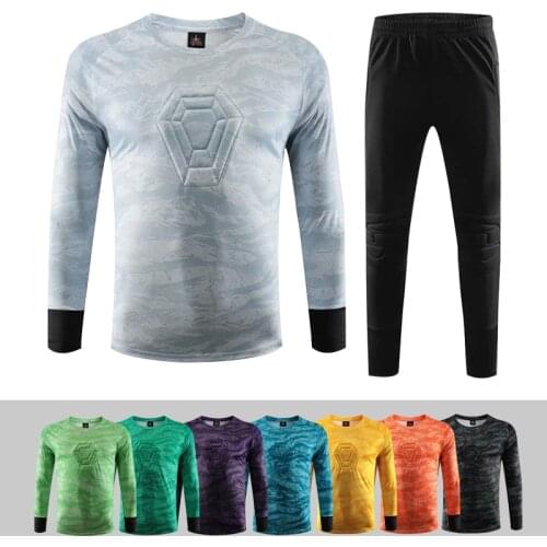 Child Adult Soccer Goalkeeper Jersey Set Football Uniform Sponge Protector Can Customized Goalkeeper Uniform Suit Shorts Pants