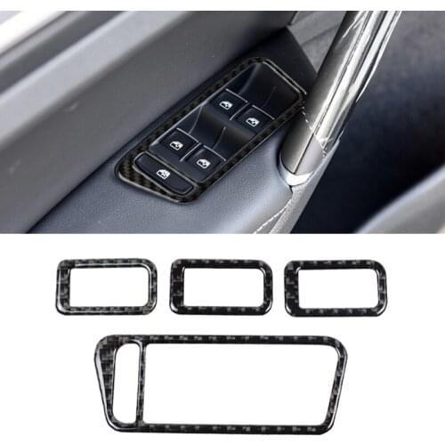 For VW Golf 7 MK7 VII 2013 2014 2015 2016 2017 Carbon Fiber Car Door Window Lift Switch Frame Cover Trim