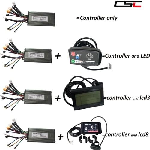 Electric Bike Brushless Controller and KT LCD3 LCD8 Display Panel Ebike 36/48V 250/350/500W 9 Mosfet Sine Wave Controller