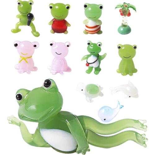 Simulation Frog Realistic Desktop Decoration Glass Creative Mini Frog Ornaments Table Desk Home Office Decor Collectible Gifts