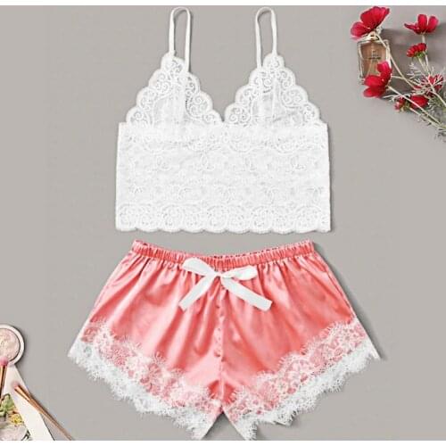 2020 Women Sexy Bra Set Ladies Sexy Lace Comfortable Polyester Sleepwear Underwear Tops Briefs Sets Lenceria Biquini