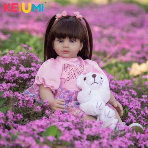 KEIUMI 19 Inch Reborn Baby Dolls 48 CM Realistic Cloth Body Purple Eyes Reborn Girl Bebe Toys Gift To Child Birthday Surprise