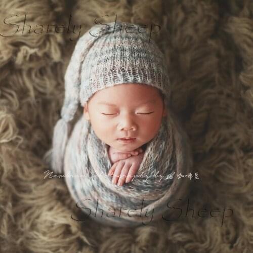 Newborn Baby Photography Mohair Wraps with Hat Props Baby Girl Boy Photo Shoot Studio Blanket+Cap bebe fotografie Accessories