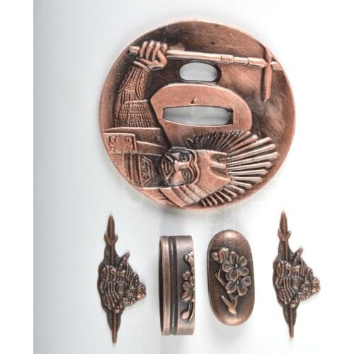 Set Fitting accessory coppery alloy Tsuba Case For Sword Katana falchion Blade Broadsword