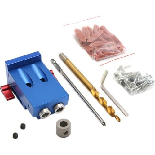 Pocket Hole Jig Kit System Wood Working Joinery Tool Set with Step Drill Bit Mini Hole Puncher DIY Carpentry Tools