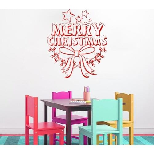 Wall Decals Merry Christmas Star Decorations Bow Decal Vinyl Sticker Bedroom Nursery Home Decor Art Murals M57